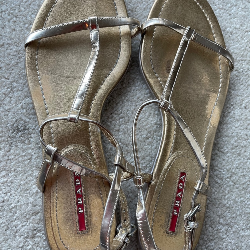 Prada Metalic Gold Sandal